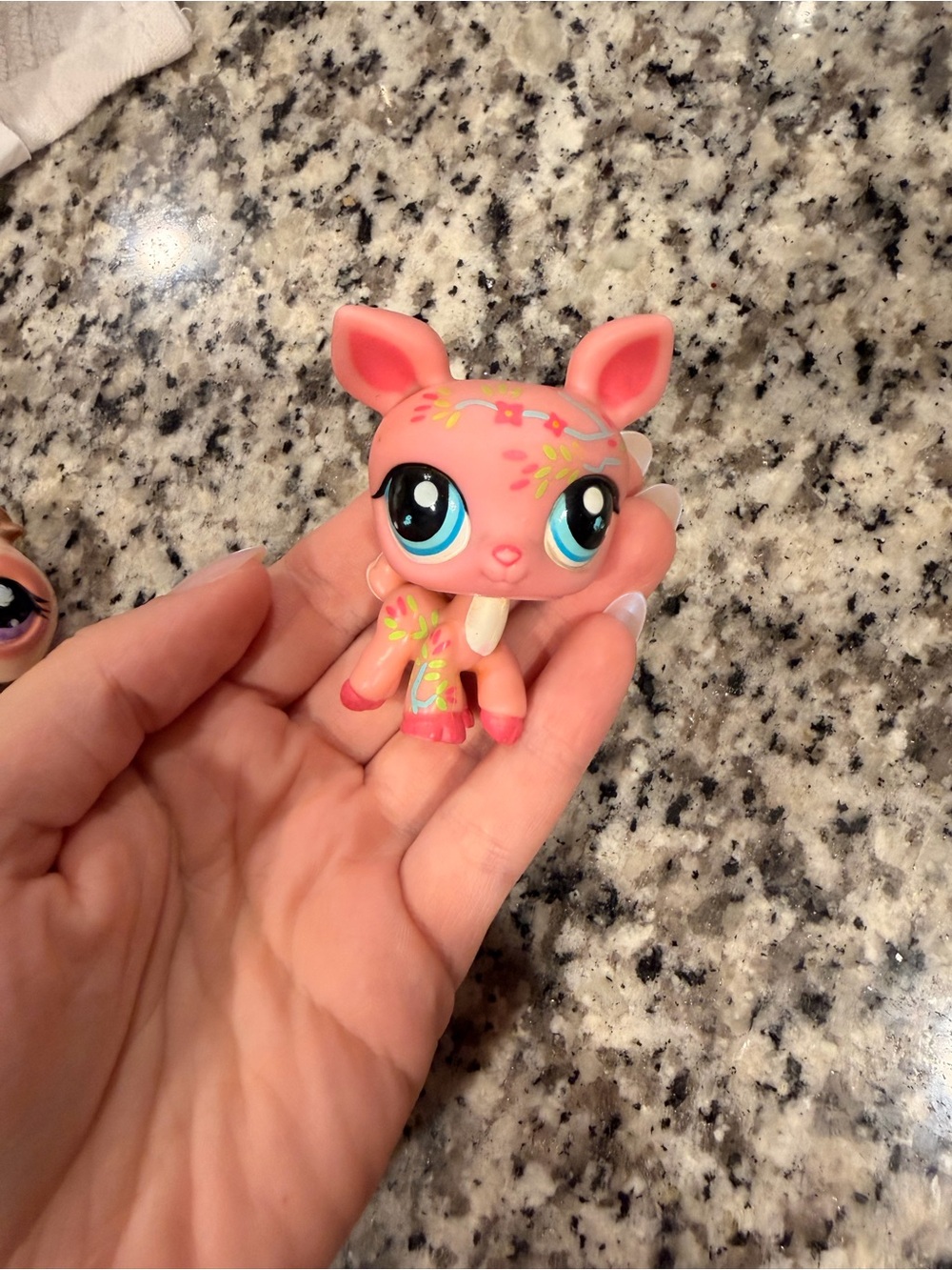Littlest Pet Shop Pink Deer Figure with Blue Eyes